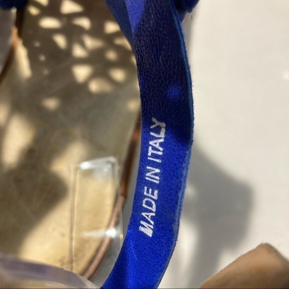 A.S. 98 Sz 39 Gladiator Style Laser Cut Out Electric Blue Leather Sandals - Picture 8 of 13